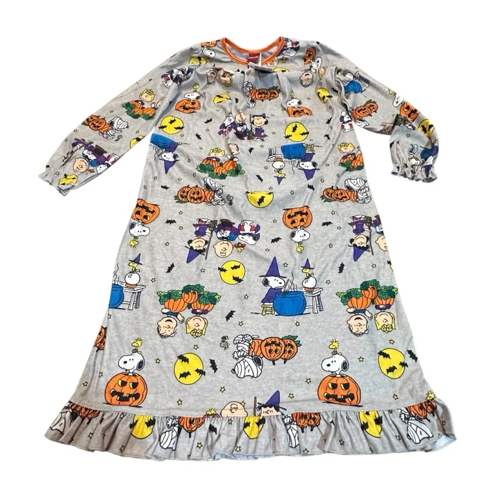 Peanuts Snoopy Halloween Nightgown Kids 8 NWT‎ Flame Resistant with eyelet lace